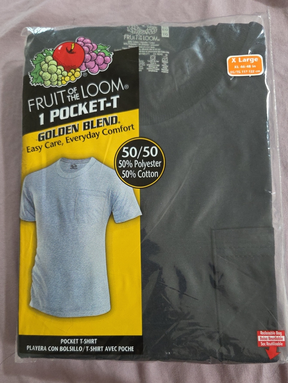 Fruit Of The Loom 50/50 Poly & Cotton 1 Pocket-T Size XL